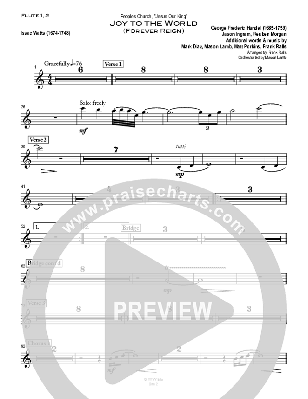 Joy To The World (with Forever Reign) Flute 1/2 (Peoples Church Worship)