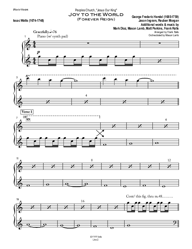 Joy To The World (with Forever Reign) Rhythm Chart (Peoples Church Worship)