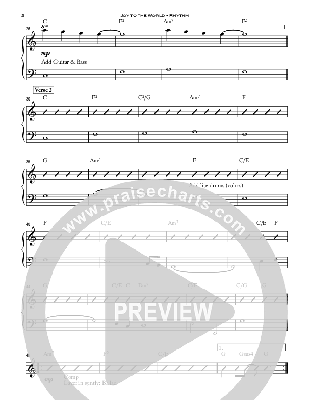 Joy To The World (with Forever Reign) Rhythm Chart (Peoples Church Worship)