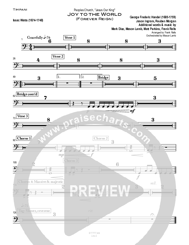 Joy To The World (with Forever Reign) Timpani (Peoples Church Worship)