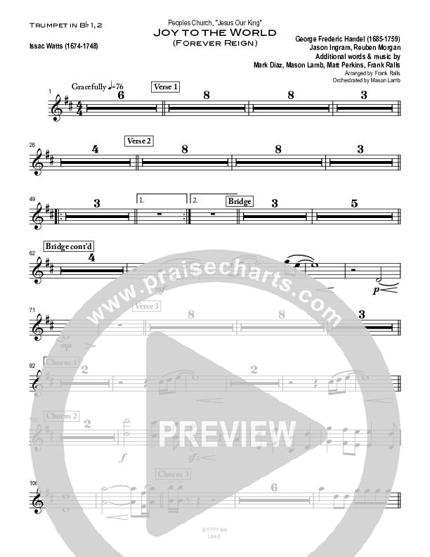 Joy To The World (with Forever Reign) Trumpet 1,2 (Peoples Church Worship)