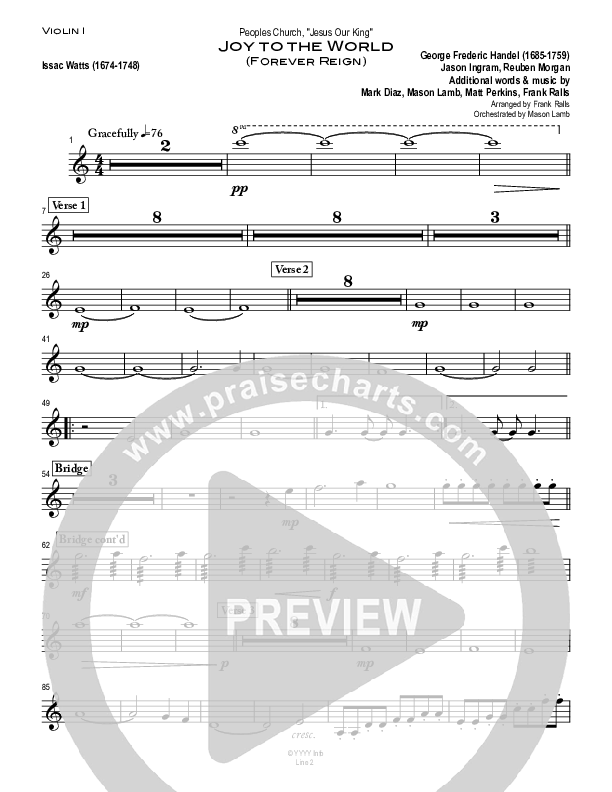 Joy To The World (with Forever Reign) Violin 1 (Peoples Church Worship)