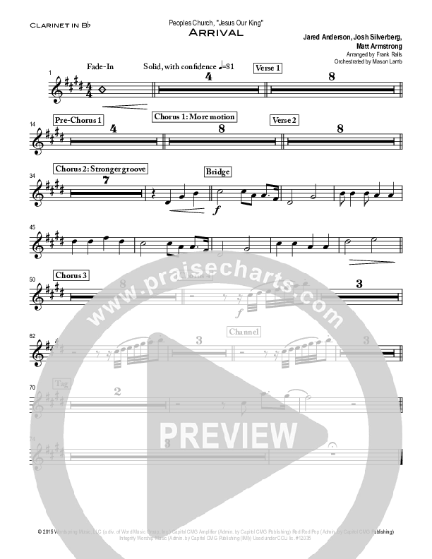 Arrival Clarinet (Peoples Church Worship)