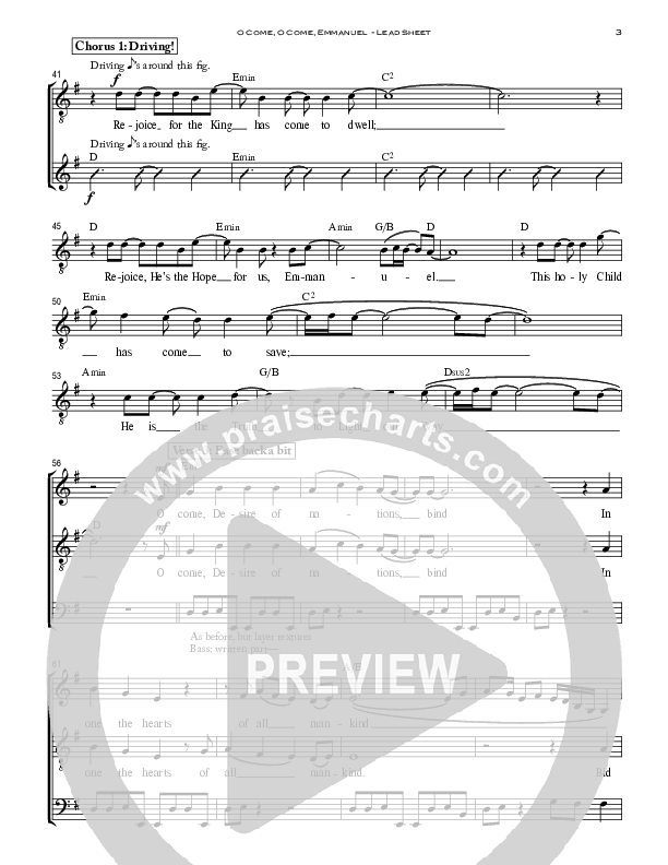 O Come O Come Emmanuel Lead Sheet (Peoples Church Worship)