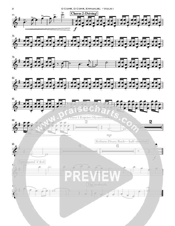 O Come O Come Emmanuel Violin 1 (Peoples Church Worship)