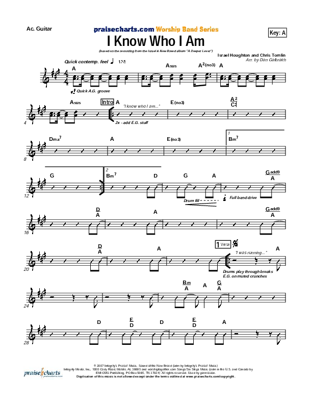 I Know Who I Am Acoustic Guitar (Israel Houghton)