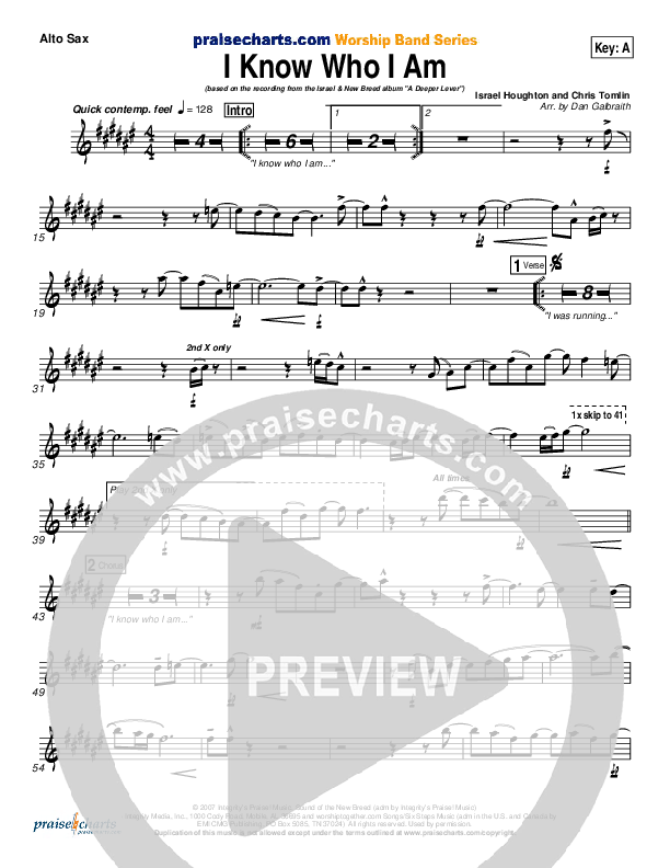 I Know Who I Am Alto Sax (Israel Houghton)