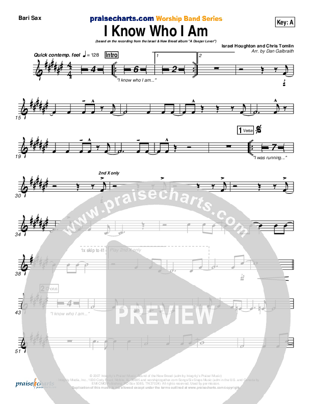 I Know Who I Am Bari Sax (Israel Houghton)