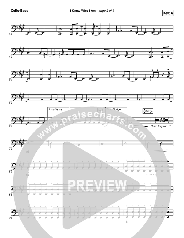 I Know Who I Am Cello/Bass (Israel Houghton)