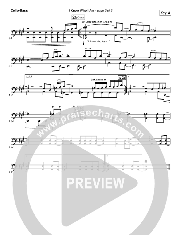 I Know Who I Am Cello/Bass (Israel Houghton)