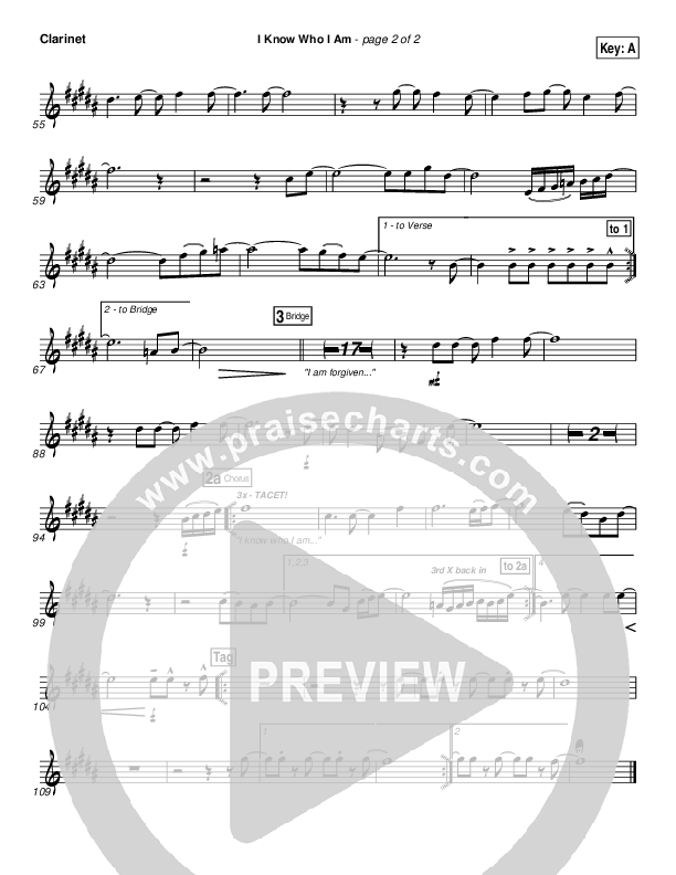 I Know Who I Am Clarinet (Israel Houghton)