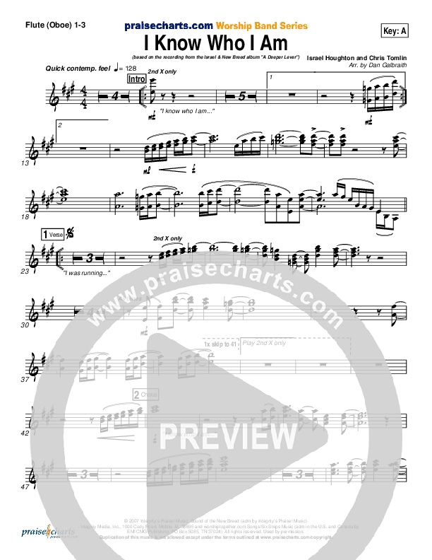 I Know Who I Am Flute/Oboe 1/2/3 (Israel Houghton)