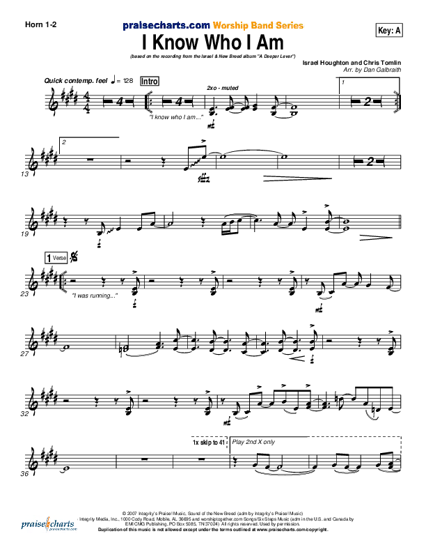 I Know Who I Am French Horn 1/2 (Israel Houghton)