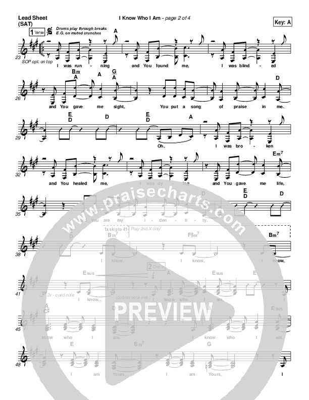 I Know Who I Am Lead Sheet (Israel Houghton)