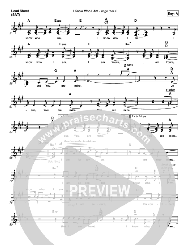 I Know Who I Am Lead Sheet (Israel Houghton)