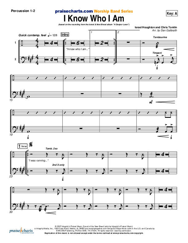 I Know Who I Am Percussion 1/2 (Israel Houghton)