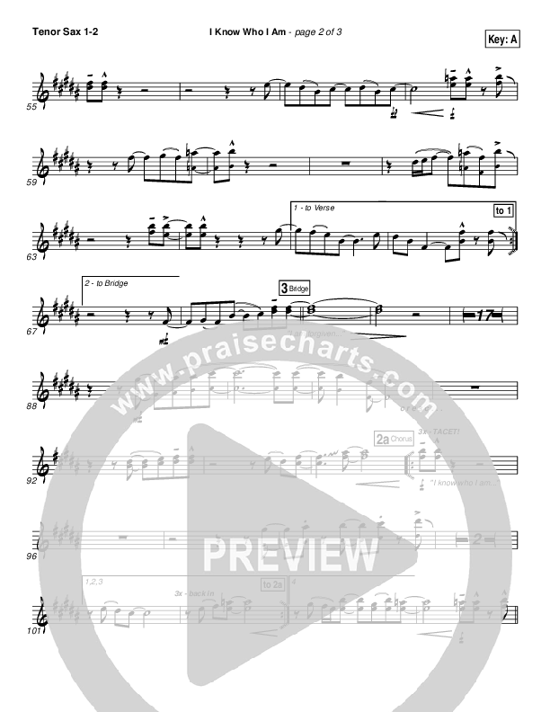 I Know Who I Am Tenor Sax 1/2 (Israel Houghton)