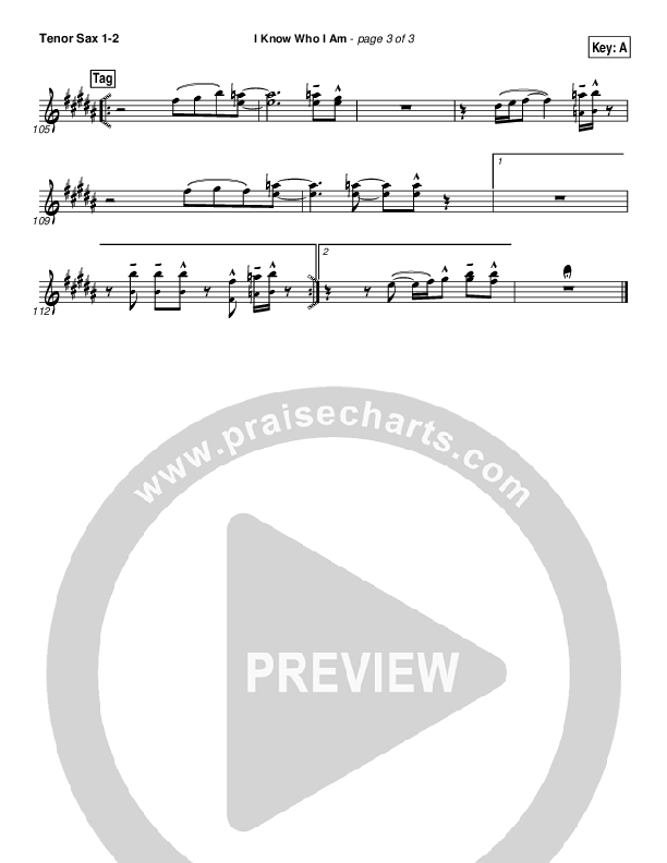 I Know Who I Am Tenor Sax 1/2 (Israel Houghton)