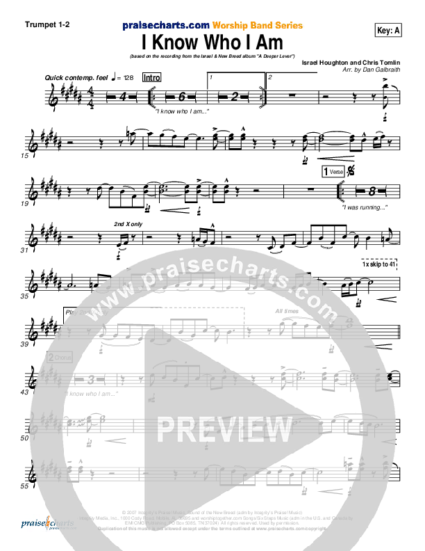 I Know Who I Am Trumpet 1,2 (Israel Houghton)