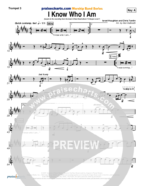 I Know Who I Am Trumpet 3 (Israel Houghton)