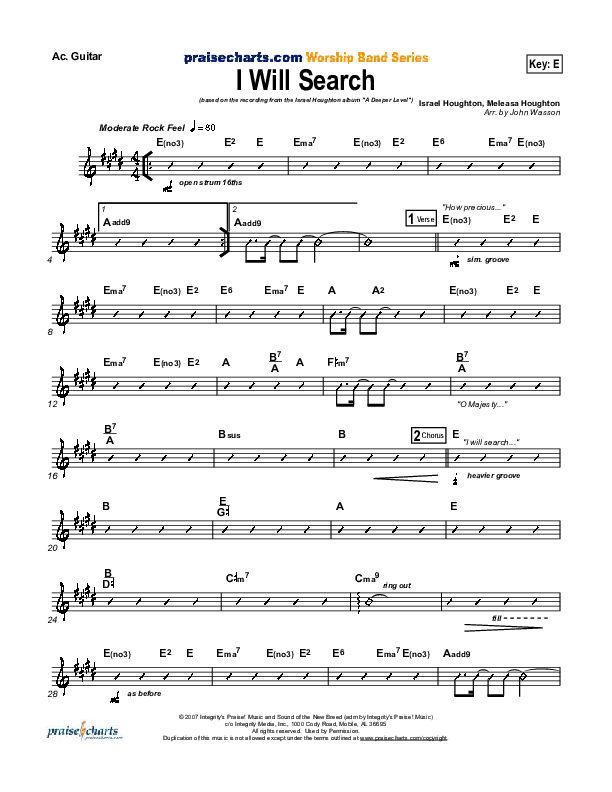 I Will Search Acoustic Guitar (Israel Houghton)