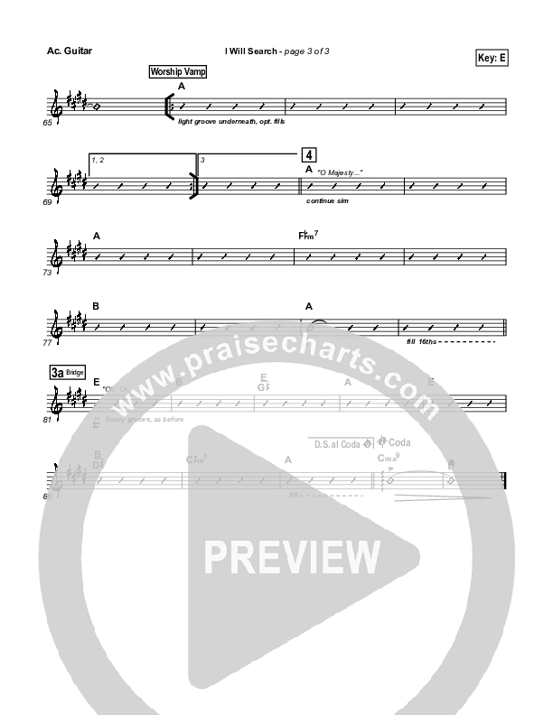 I Will Search Acoustic Guitar (Israel Houghton)