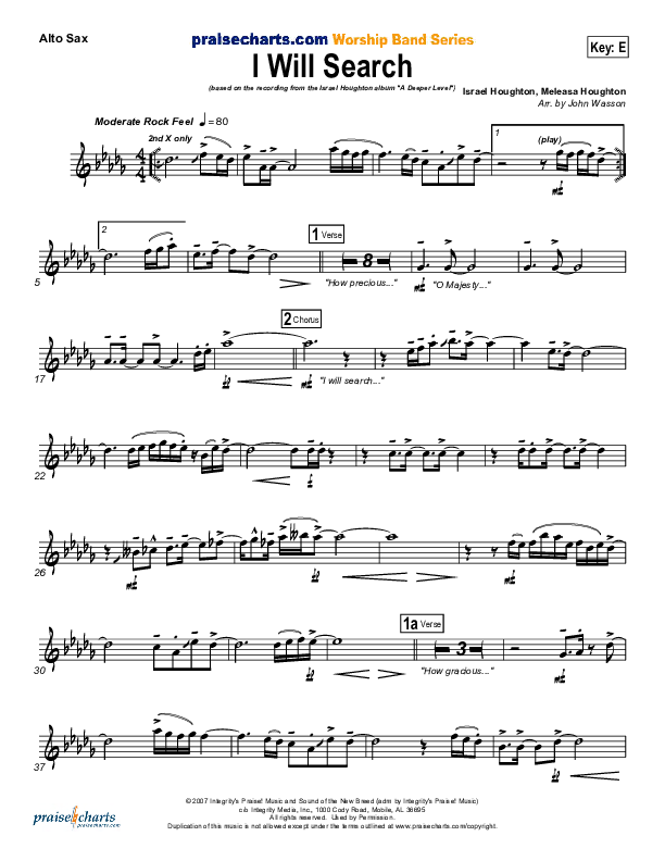 I Will Search Alto Sax (Israel Houghton)