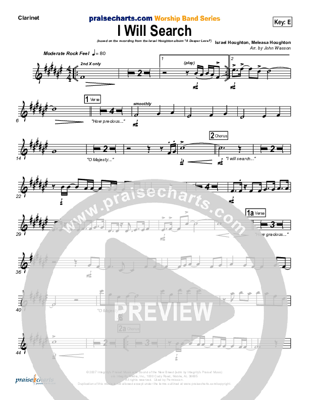 I Will Search Clarinet (Israel Houghton)