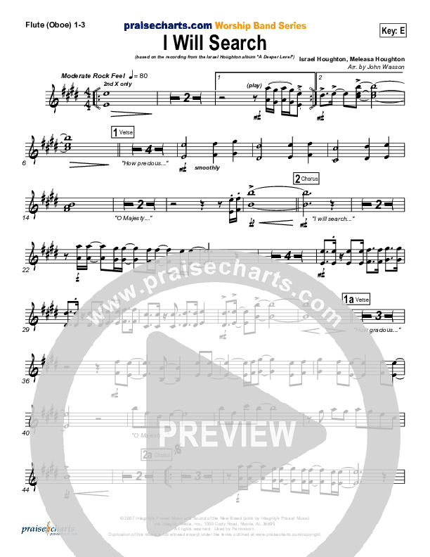 I Will Search Flute/Oboe 1/2/3 (Israel Houghton)