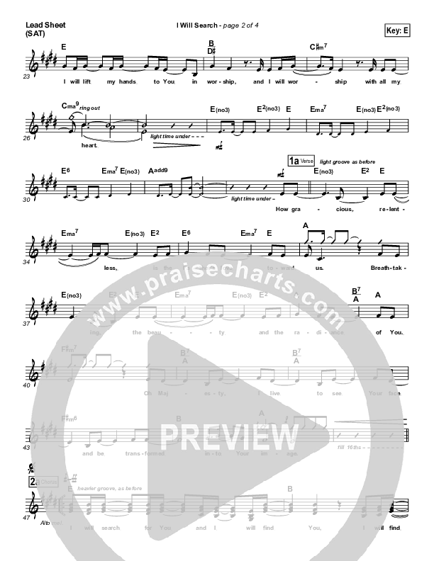 I Will Search Lead Sheet (SAT) (Israel Houghton)