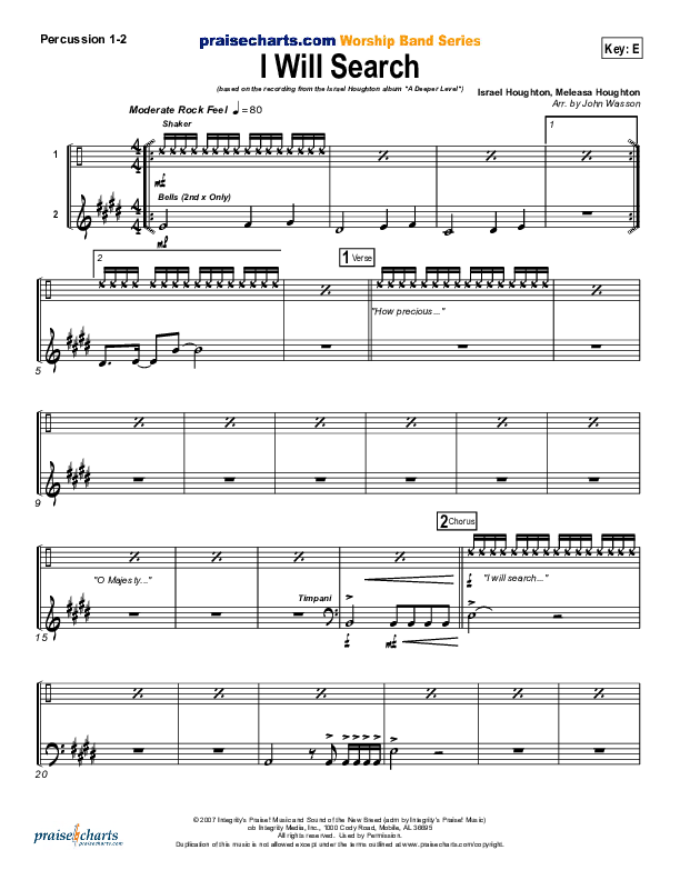 I Will Search Percussion 1/2 (Israel Houghton)