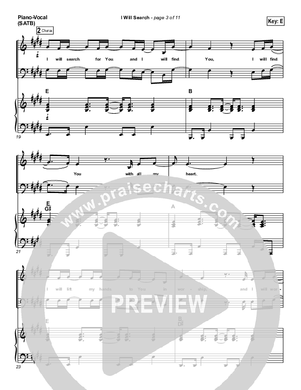 I Will Search Piano/Vocal (Israel Houghton)