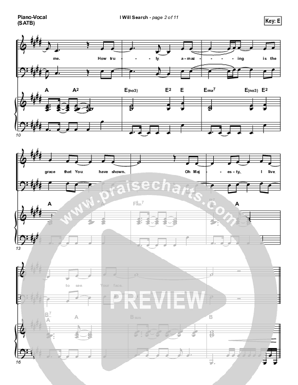 I Will Search Piano/Vocal (SATB) (Israel Houghton)