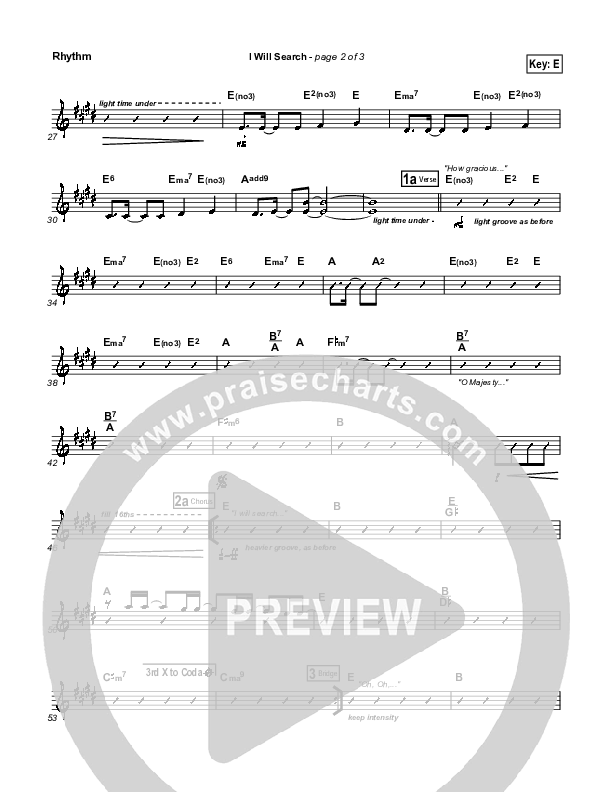 I Will Search Rhythm Chart (Israel Houghton)