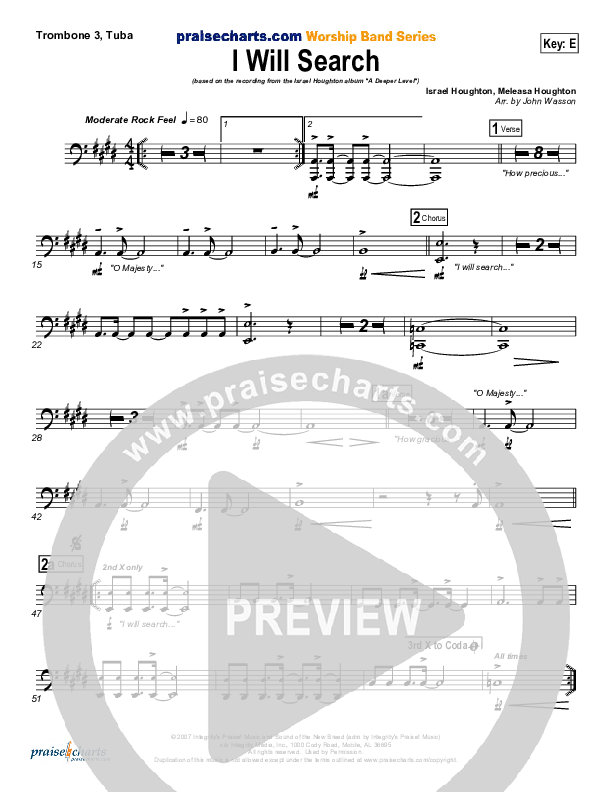 I Will Search Trombone 3/Tuba (Israel Houghton)