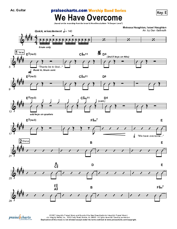 We Have Overcome Acoustic Guitar (Israel Houghton)