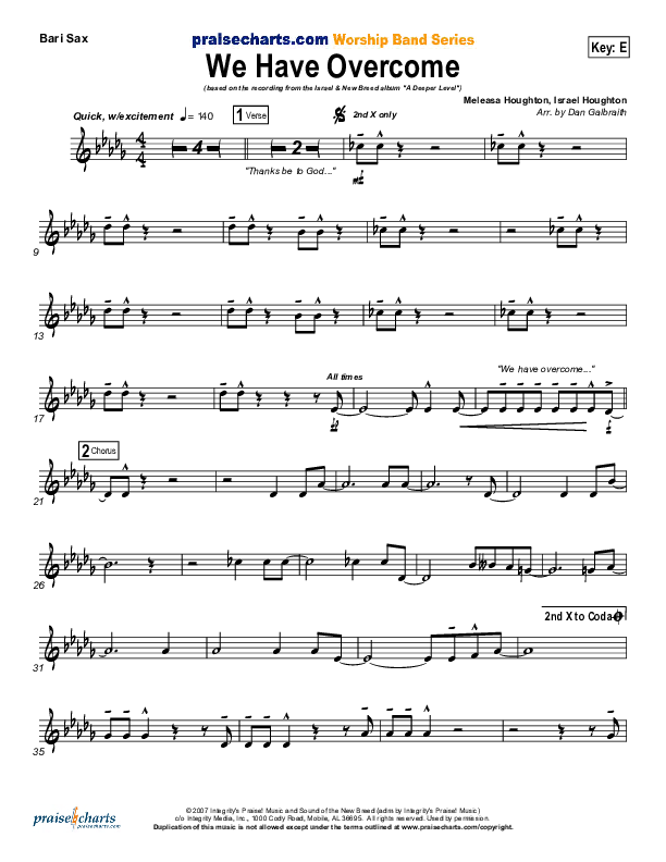 We Have Overcome Bari Sax (Israel Houghton)