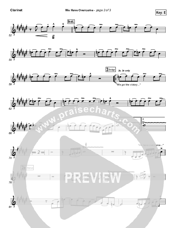 We Have Overcome Clarinet (Israel Houghton)
