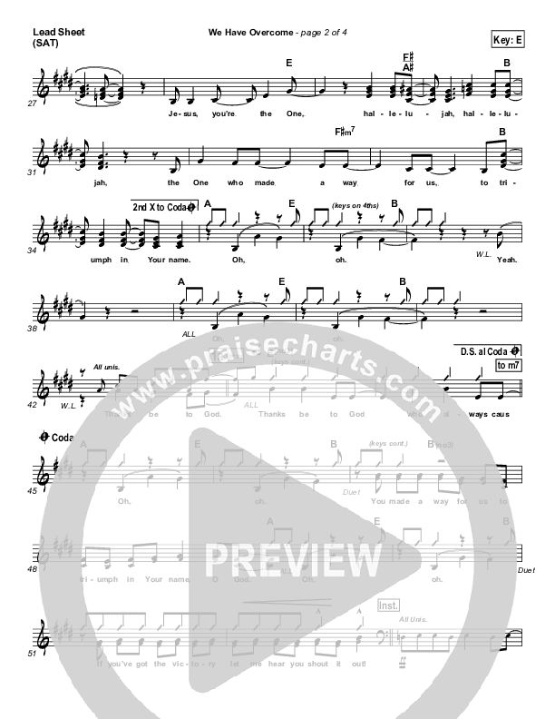 We Have Overcome Lead Sheet (Israel Houghton)