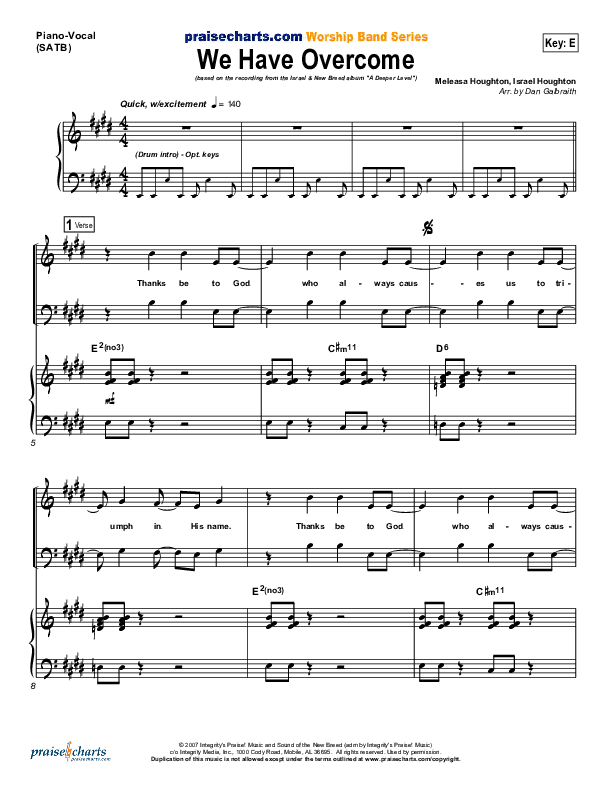 We Have Overcome Piano/Vocal (Israel Houghton)