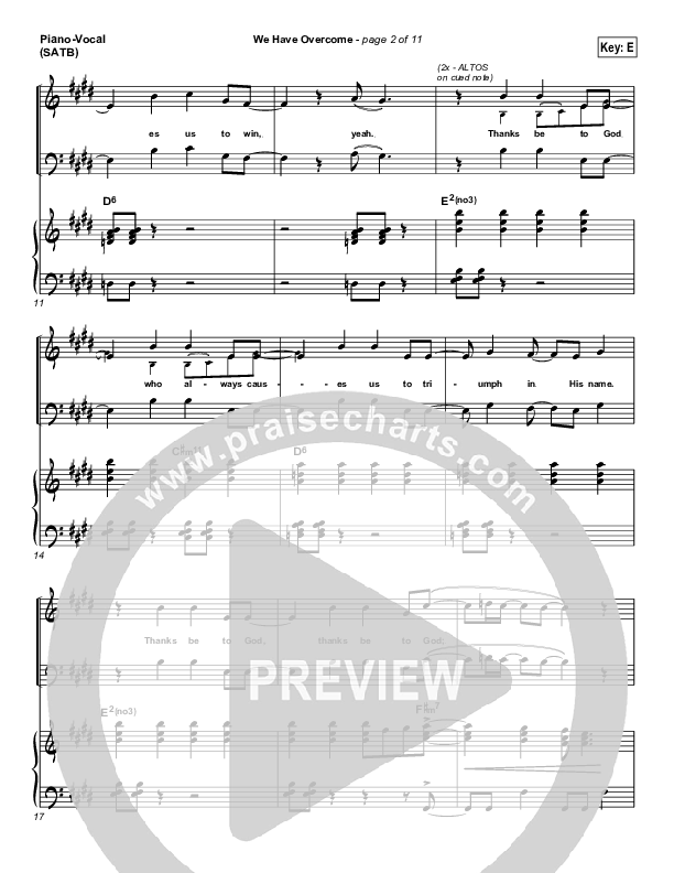 We Have Overcome Piano/Vocal (SATB) (Israel Houghton)