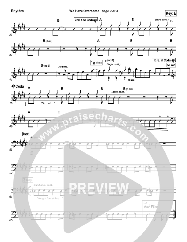 We Have Overcome Rhythm Chart (Israel Houghton)