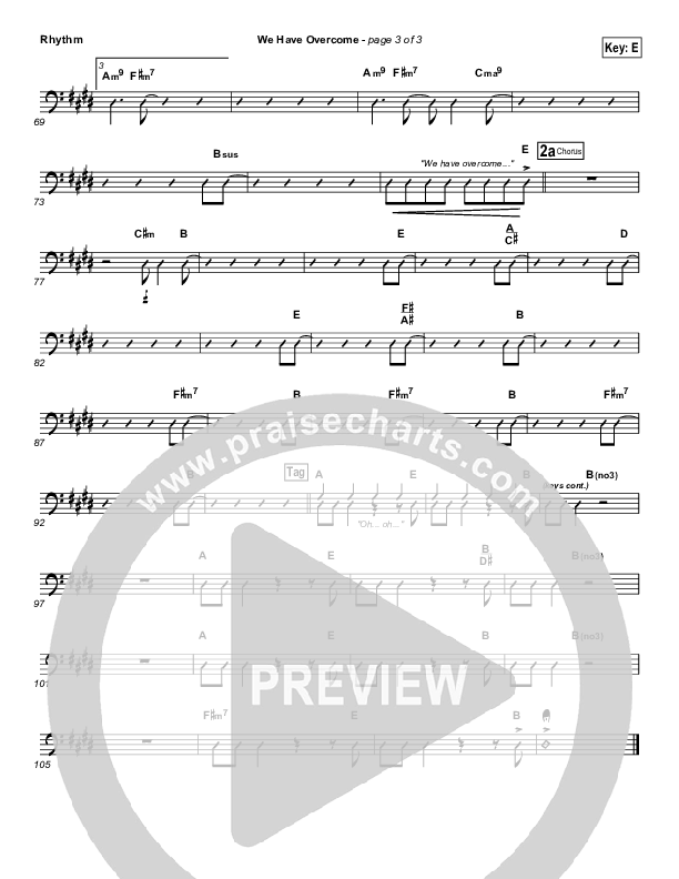 We Have Overcome Rhythm Chart (Israel Houghton)
