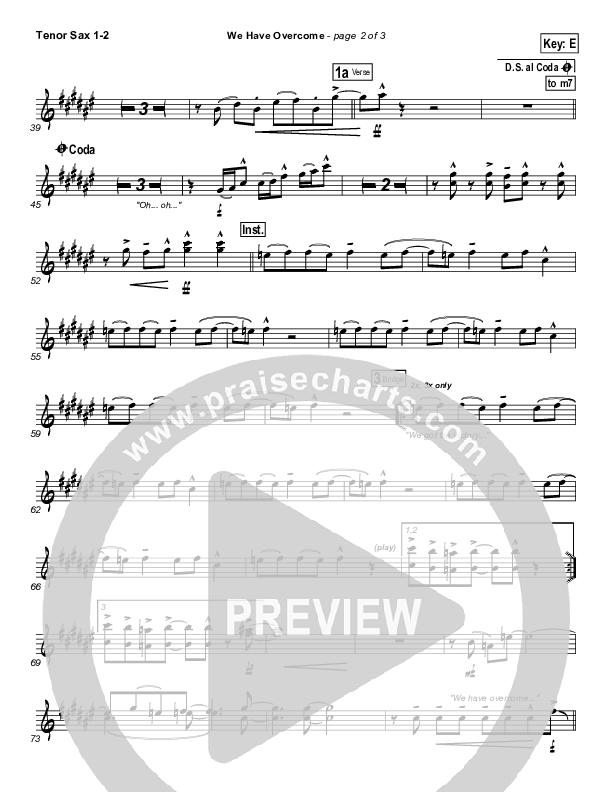 We Have Overcome Tenor Sax 1/2 (Israel Houghton)