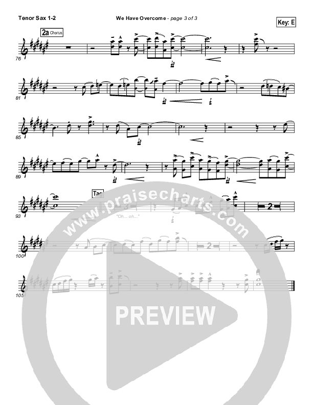 We Have Overcome Tenor Sax 1/2 (Israel Houghton)