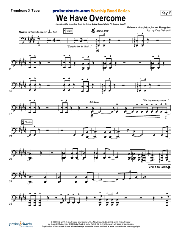 We Have Overcome Trombone 3/Tuba (Israel Houghton)