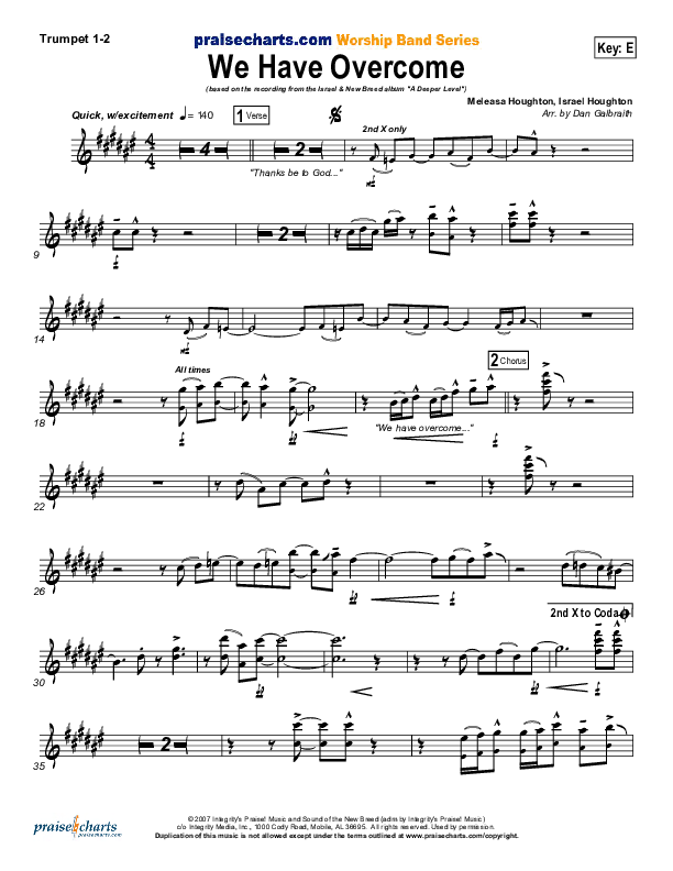 We Have Overcome Trumpet 1,2 (Israel Houghton)