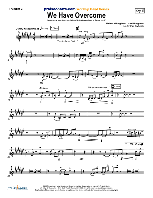 We Have Overcome Trumpet 3 (Israel Houghton)