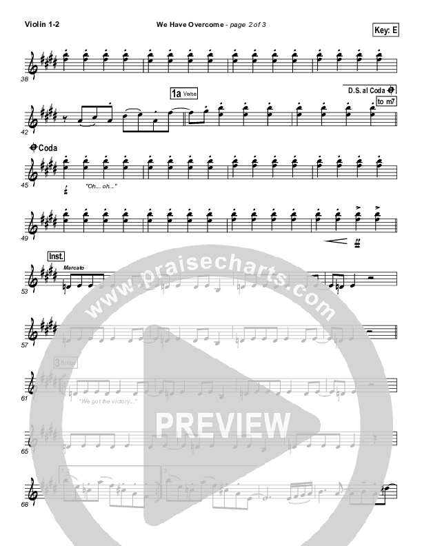 We Have Overcome Violin 1/2 (Israel Houghton)