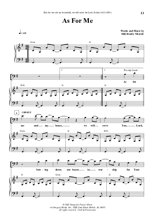 As For Me Piano/Vocal (Michael Neale)